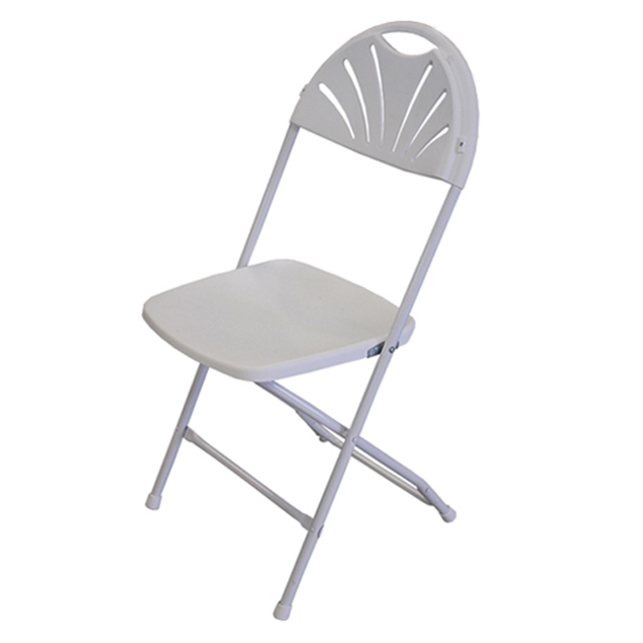 White Fan Back Folding Chair